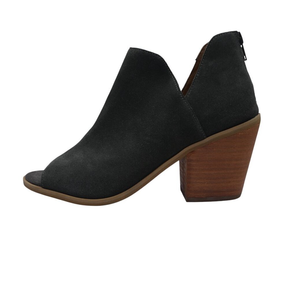 Susina Lea Olive Gray Suede Open Toe Heeled Ankle Boots Womens 7 - Picture 4 of 13